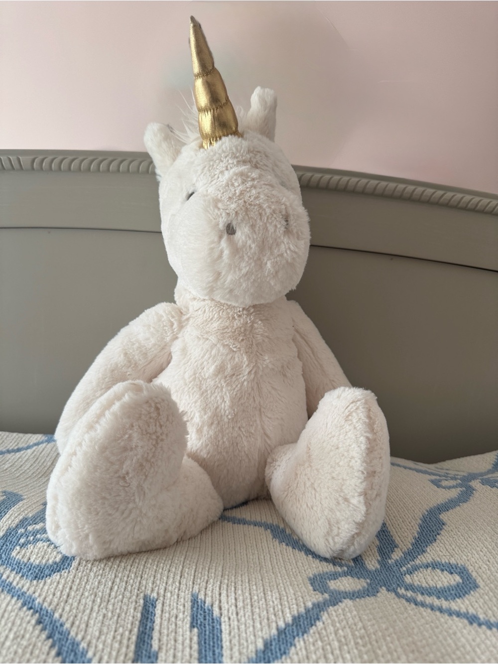 Pottery Barn Kids White Unicorn Plush Beans Stuffed Animal Toy Retired 18"